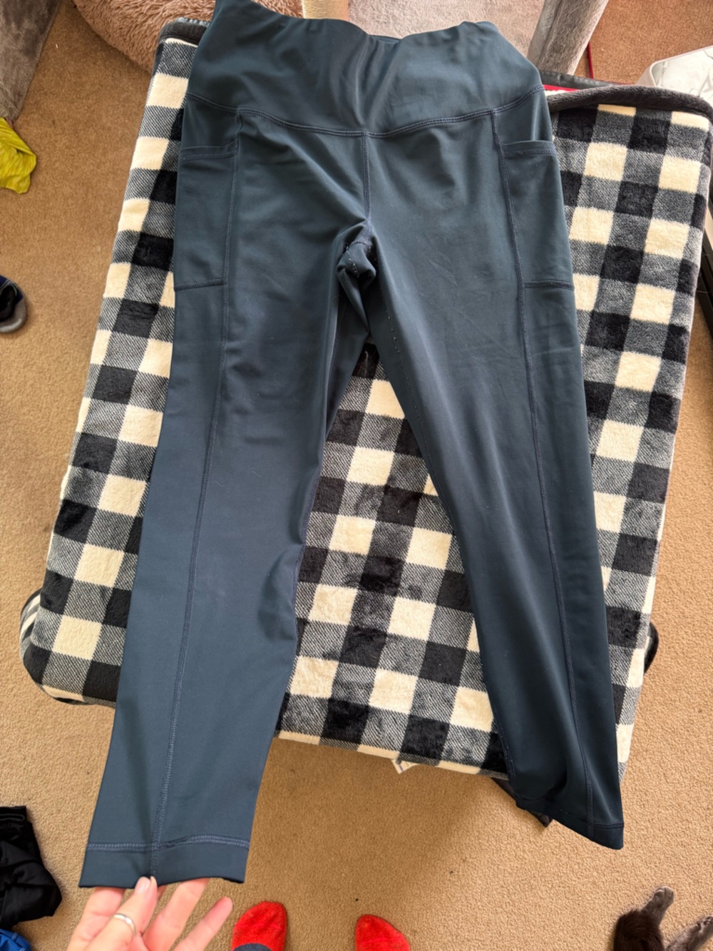 90 Degree By Reflex Girls Dark Teal Active Leggings with Side Pockets